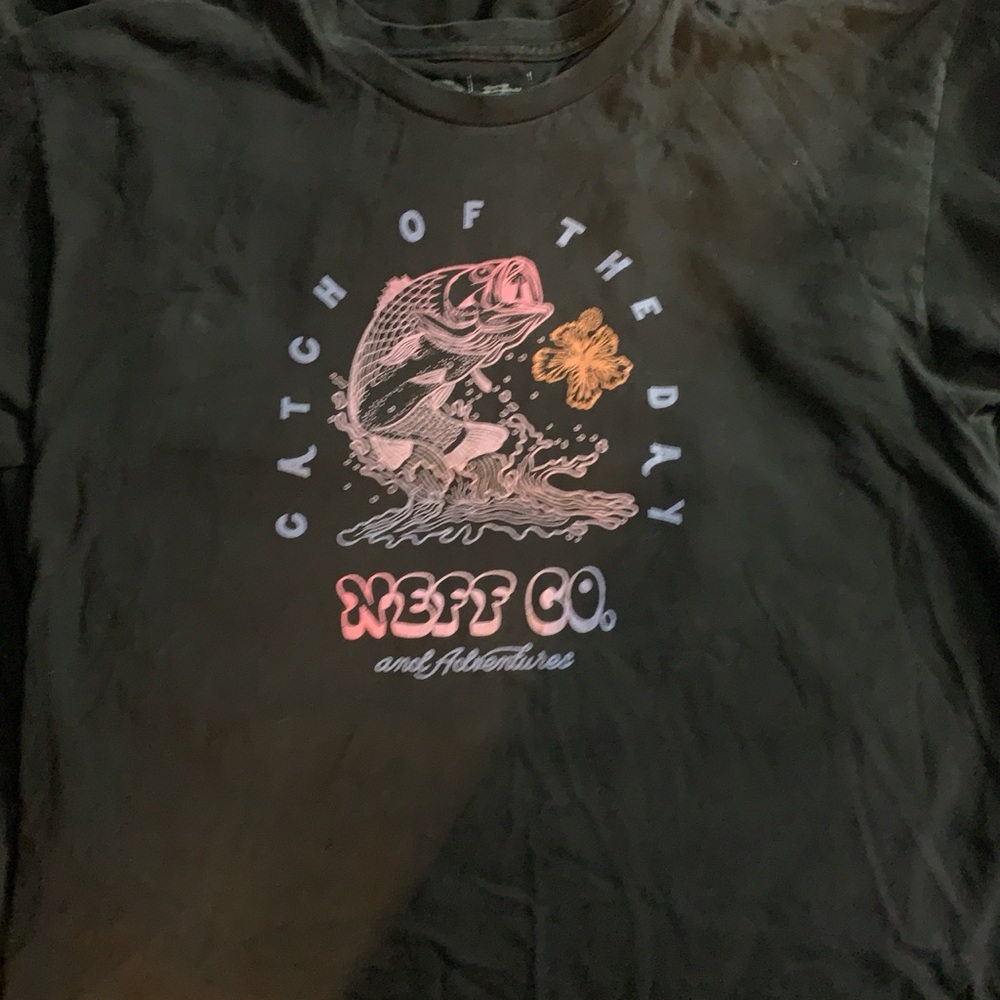 Neff Black 'Catch of the Day' Short Sleeve Tee